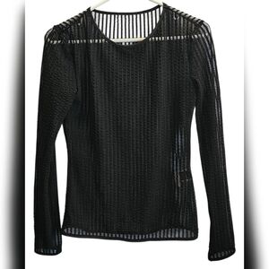 SHEIN Black Mesh Long Sleeve Blouse
